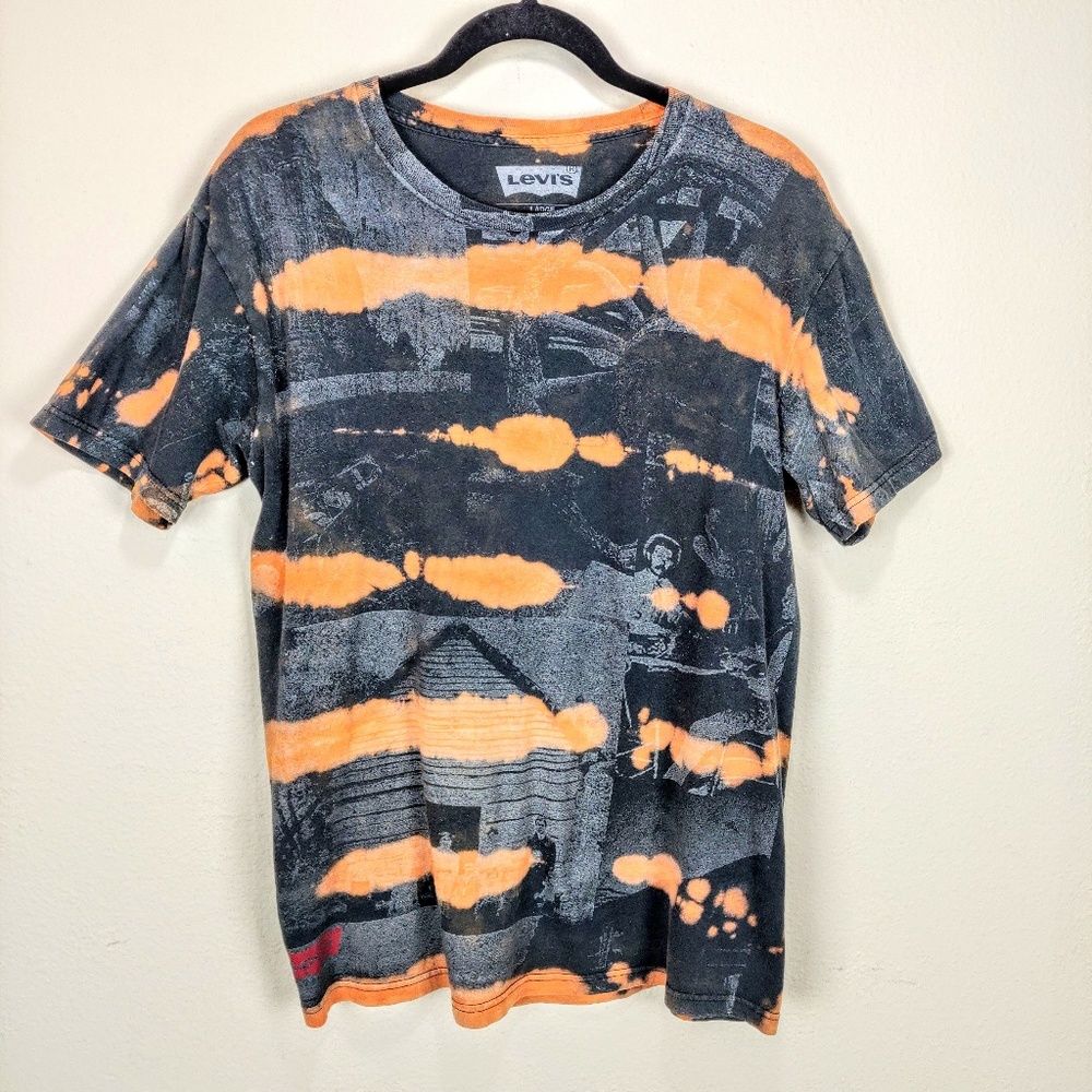 LEVI's Gray  Bleached Logo Graphic Tee Shirt